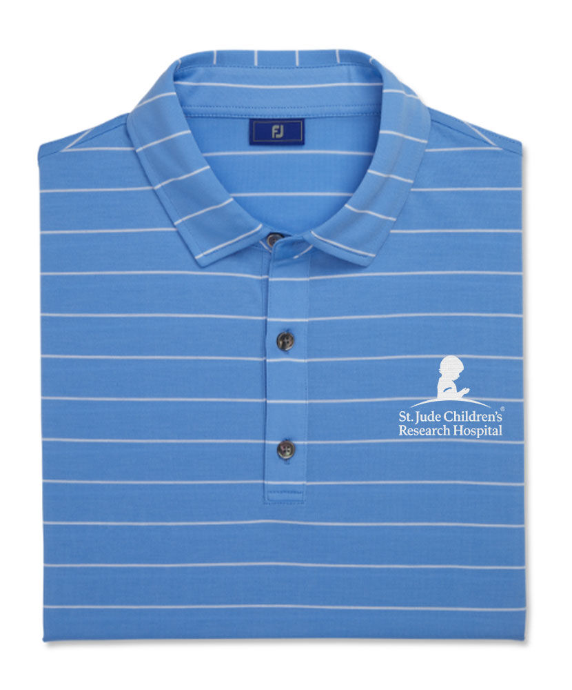 St. Jude FootJoy Stripe Jersey Polo - Lagoon Blue